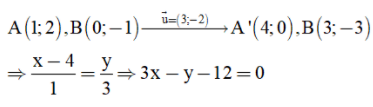 Cho 2 điểm A(1; 2) và B(0; −1). Ảnh của đường thẳng AB qua phép tịnh tiến (ảnh 1)