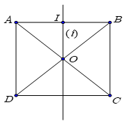 Cho hình vuông ABCD có tâm O và trục (i) đi qua O. Xác định số đo góc (ảnh 1)