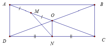 Cho hình chữ nhật ABCD tâm O. Gọi M , N lần lượt là trung điểm của OA và CD (ảnh 1)