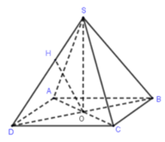 Cho hình chóp tứ giác đều có cạnh đáy bằng a và góc hợp bởi một cạnh bên (ảnh 1)