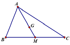 Cho tam giác ABC với trung tuyến AM và trọng tâm G . Khi đó (ảnh 1)