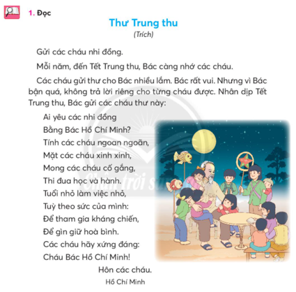 Giải Tiếng Việt lớp 2 Tập 2 Bài 2: Thư Trung thu – Chân trời sáng tạo (ảnh 1)