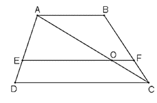 Cho hình thang ABCD (AB // CD). Đường thẳng a song song với DC, cắt các cạnh AD và BC theo thứ tự tại E và F (ảnh 1)