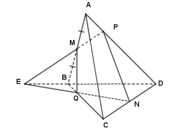 Tìm giao điểm của mặt phẳng (PMN) và BC (ảnh 1)