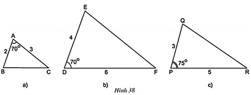 Hãy chỉ ra các cặp tam giác đồng dạng với nhau từ các tam giác sau đây (ảnh 1)