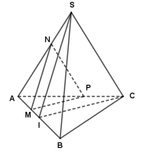 Với giả thiết của bài tập 7, chu vi của thiết diện tính theo AM = x là (ảnh 1)