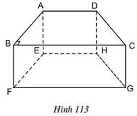 Hình 113 là một lăng trụ đứng, đáy là hình thang vuông (ảnh 1)