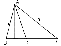 Chứng minh rằng tỉ số diện tích của tam giác ABD và diện tích của tam giác ACD bằng m/n (ảnh 1)