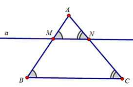 Hai tam giác AMN và ABC có các góc và các cạnh tương ứng như thế nào (ảnh 1)