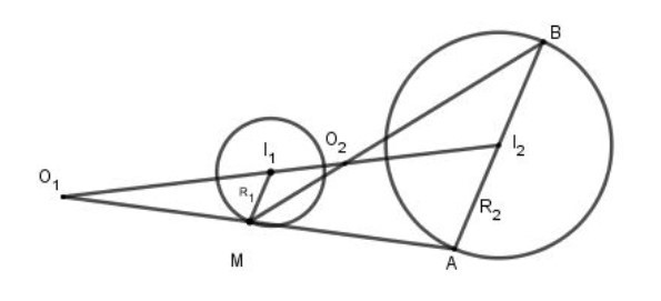 Nêu cách tìm tâm vị tự của hai đường tròn (ảnh 1)
