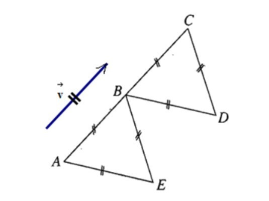 Cho hai tam giác đều ABE và BCD bằng nhau trên hình (ảnh 1)