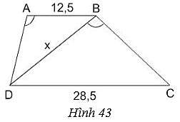 Tính độ dài x của đoạn thẳng BD trong hình 43 (ảnh 1)