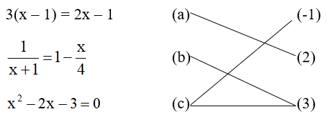 Nối mỗi phương trình sau với các nghiệm của nó (ảnh 1)