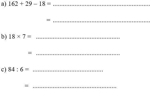Vở bài tập Toán lớp 3 Tập 1 trang 94, 95, 96, 97 Bài 38: Biểu thức số. Tính giá trị của biểu thức số - Kết nối tri thức (ảnh 1)