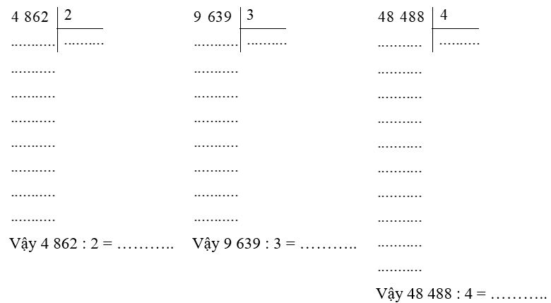 Vở bài tập Toán lớp 3 Tập 2 trang 60, 61, 62 Chia cho số có một chữ số trong phạm vi 100 000 - Cánh diều (ảnh 1)