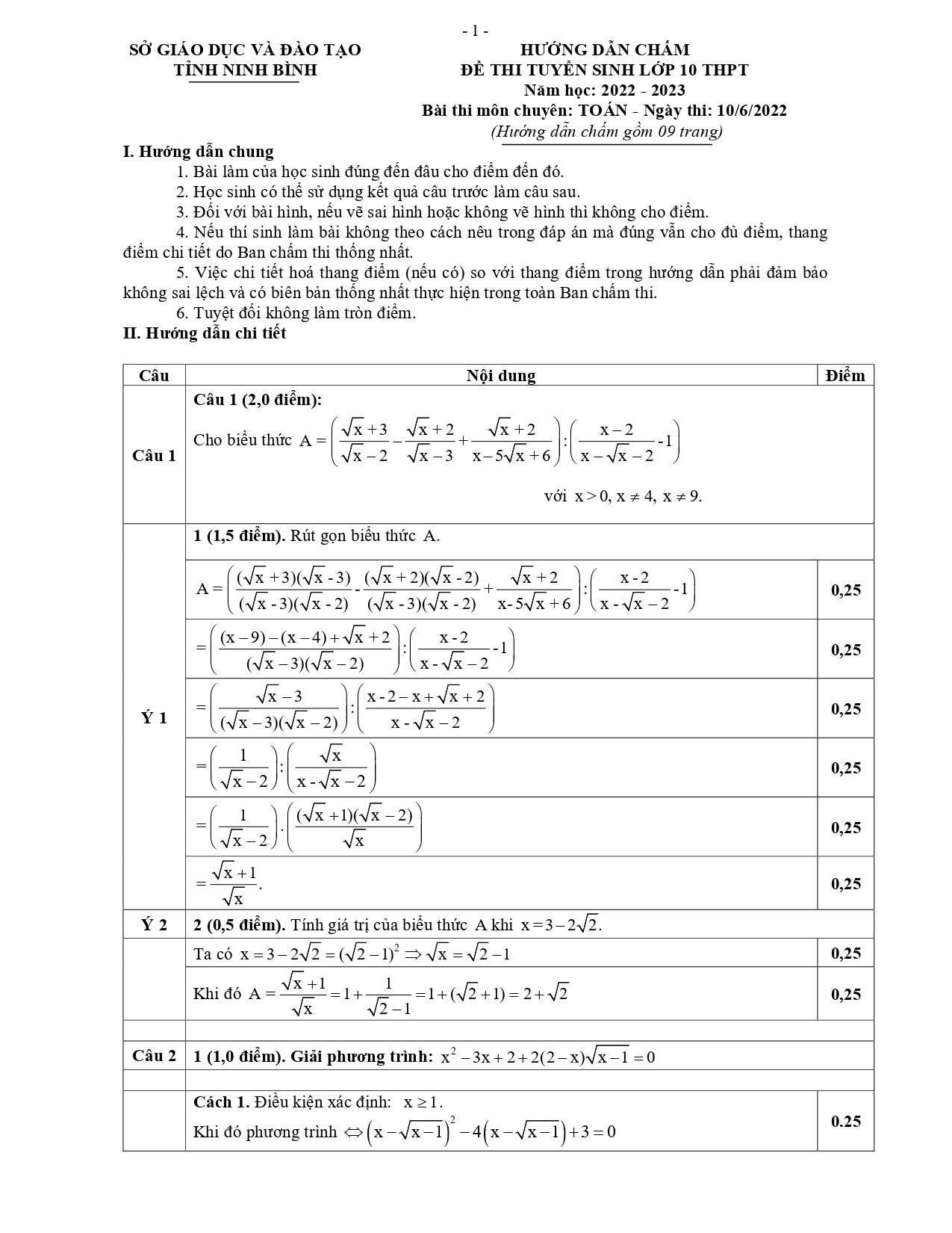 Đề thi vào 10 môn Toán Trường THPT Chuyên Lương Văn Tụy - Ninh Bình (chính thức 2022) có đáp án (ảnh 1)