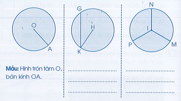Vở bài tập Toán lớp 3 Tập 2 trang 22, 23 Hình tròn, tâm, đường kính, bán kính - Cánh diều (ảnh 1)