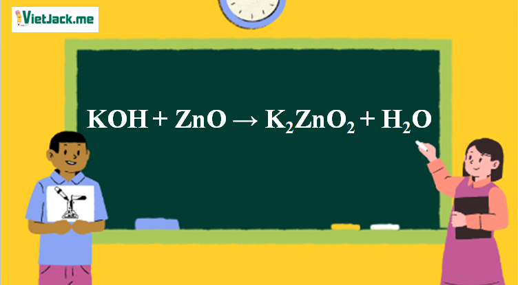 KOH + ZnO → K2ZnO2 + H2O l KOH ra K2ZnO2 (ảnh 1)