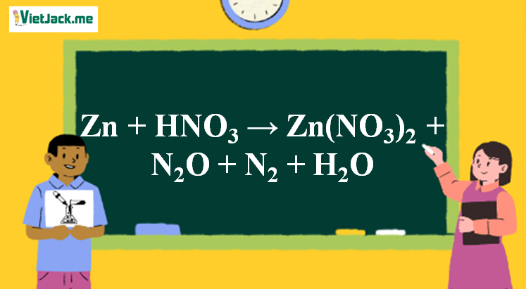 Zn + HNO3 → Zn(NO3)2 + N2O + N2 + H2O | Zn ra Zn(NO3)2 (ảnh 1)