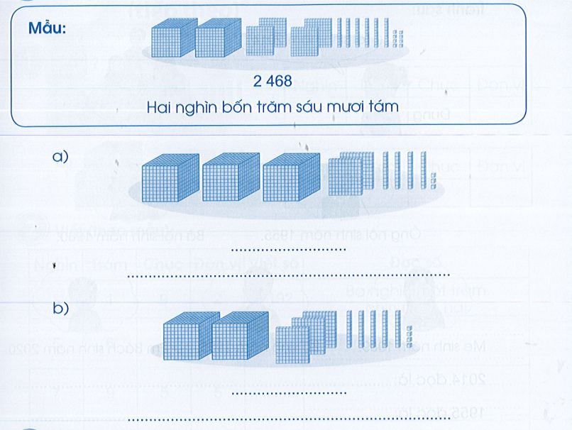 Vở bài tập Toán lớp 3 Tập 2 trang 4, 5, 6 Các số trong phạm vi 10 000 - Cánh diều (ảnh 1)