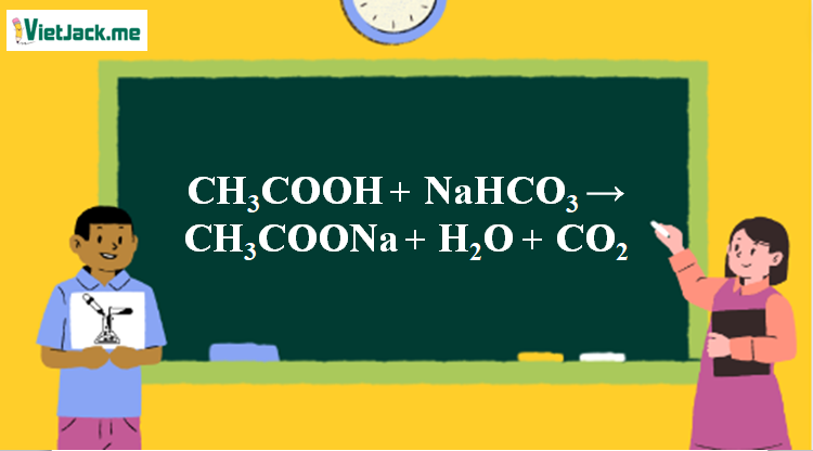 CH3COOH + NaHCO3 → CH3COONa + H2O + CO2 |  CH3COOH ra CH3COONa (ảnh 1)