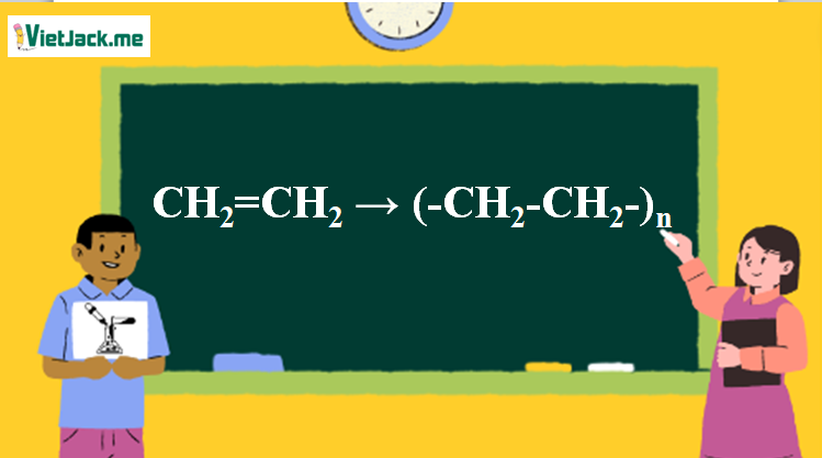 CH2=CH2 ra (-CH2-CH2-)n l CH2=CH2 → (-CH2-CH2-)n | Etilen ra Polietilen (ảnh 1)