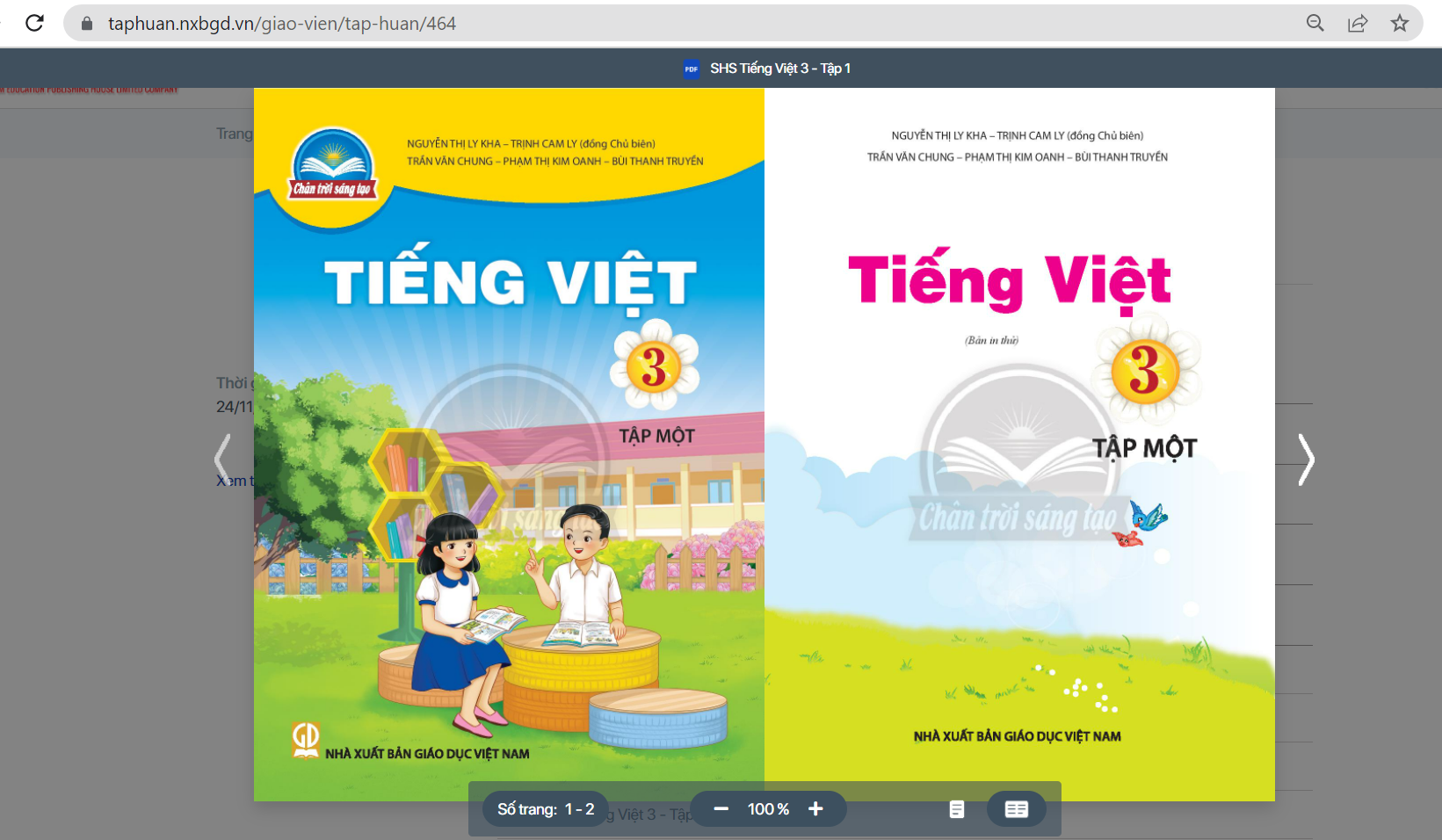 Xem trực tuyến và tải PDF sách Tiếng Việt lớp 3 Chân trời sáng tạo (ảnh 1)