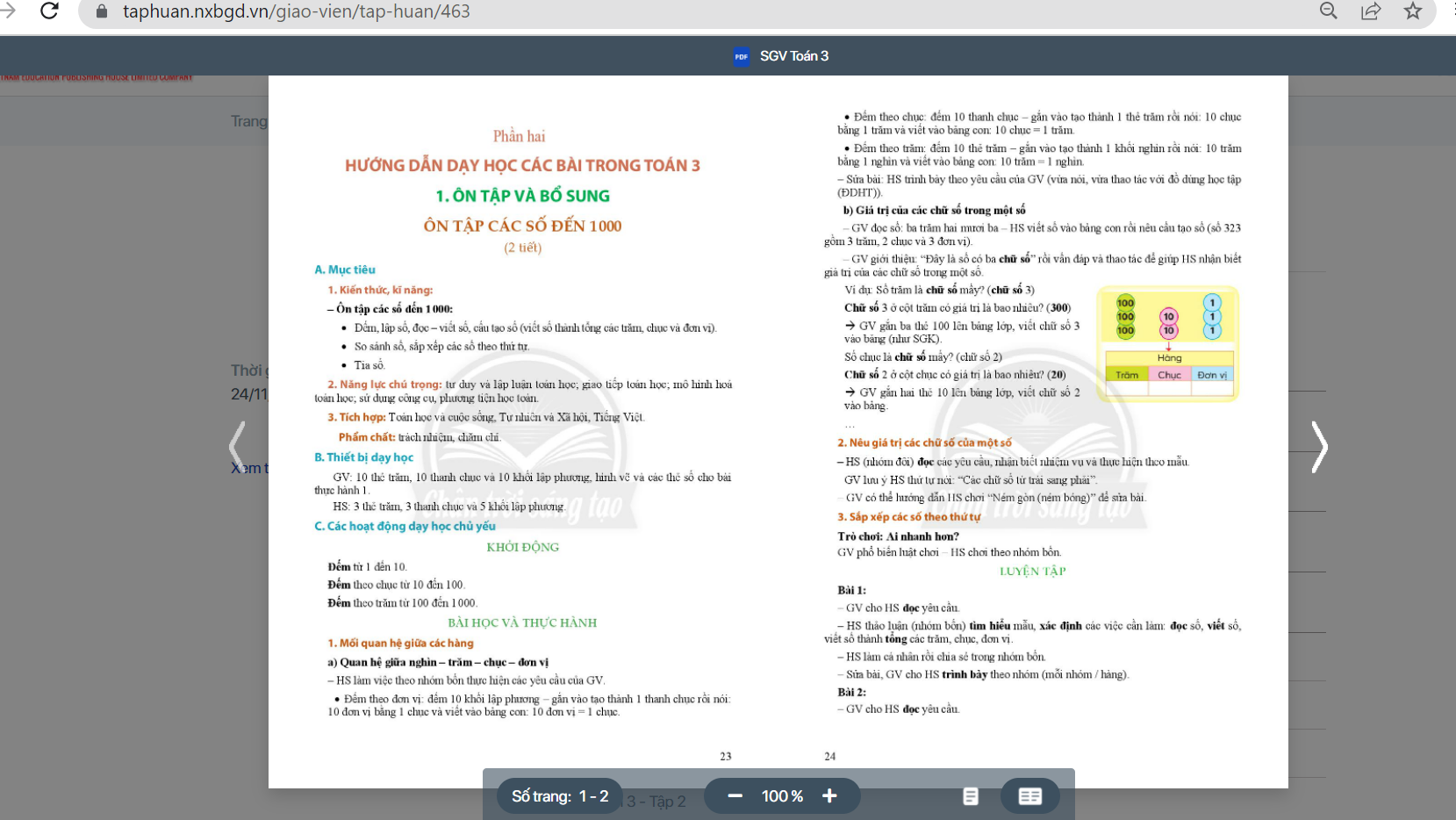 Xem trực tuyến và chuyển vận PDF sách Toán lớp 3 Chân trời tạo ra (ảnh 1)
