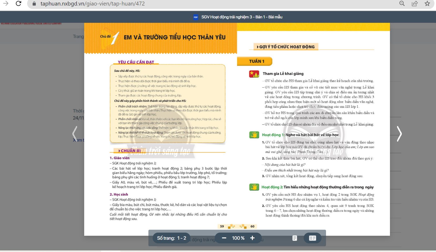 Xem trực tuyến và tải PDF sách Hoạt động trải nghiệm lớp 3 Chân trời sáng tạo (ảnh 1)