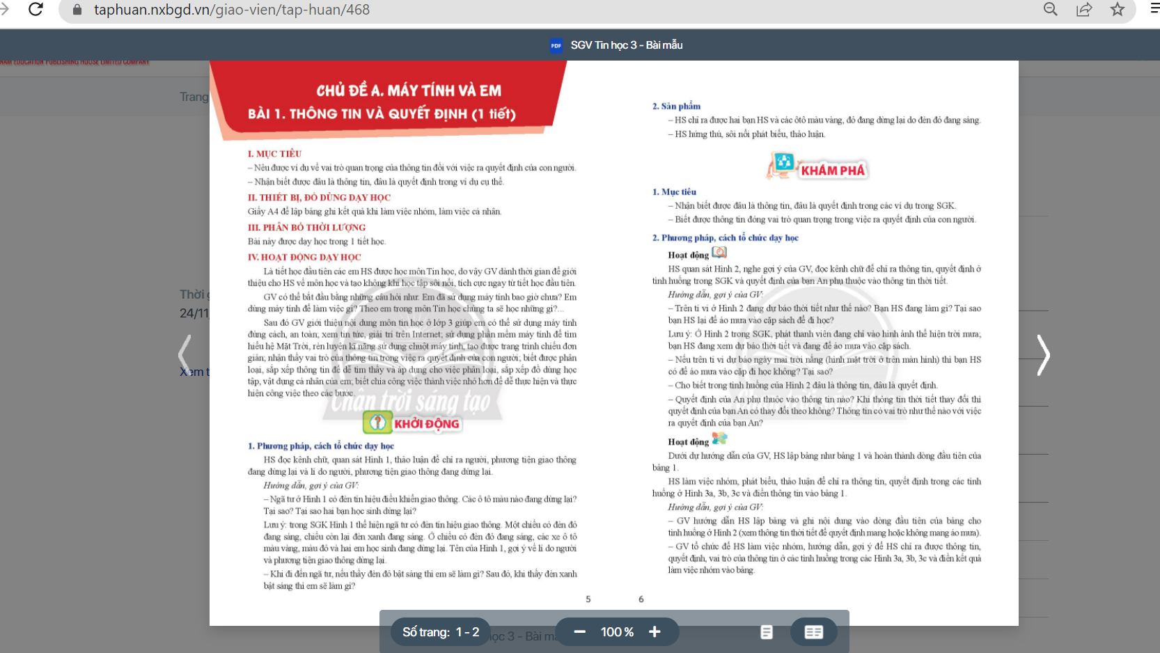 Xem trực tuyến và tải PDF sách Tin học lớp 3 Chân trời sáng tạo (ảnh 1)