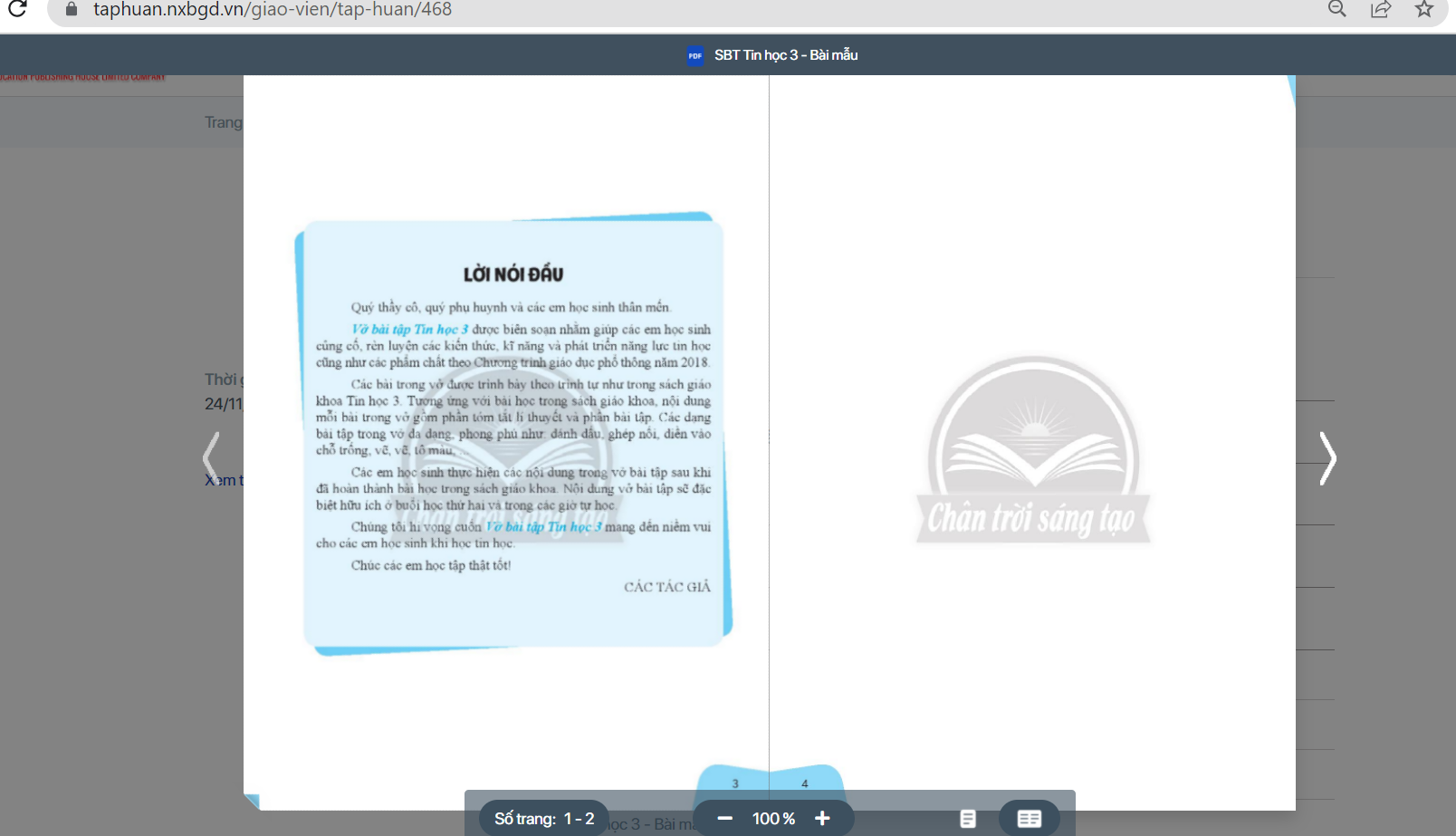 Xem trực tuyến và tải PDF sách Tin học lớp 3 Chân trời sáng tạo (ảnh 1)