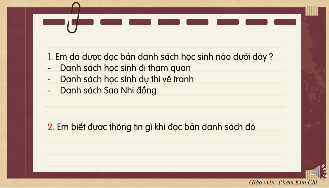 Giáo án điện tử Danh sách học sinh| Bài giảng PPT Tiếng Việt lớp 2 Kết nối tri thức (ảnh 1)