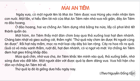 Giáo án điện tử Mai An Tiêm| Bài giảng PPT Tiếng Việt lớp 2 Kết nối tri thức (ảnh 1)