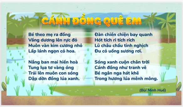 Giáo án điện tử Cánh đồng quê em| Bài giảng PPT Tiếng Việt lớp 2 Kết nối tri thức (ảnh 1)