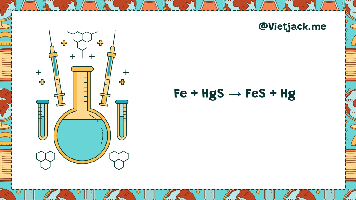 Fe + HgS → FeS + Hg | Fe ra FeS | HgS ra Hg | HgS ra FeS (ảnh 1)