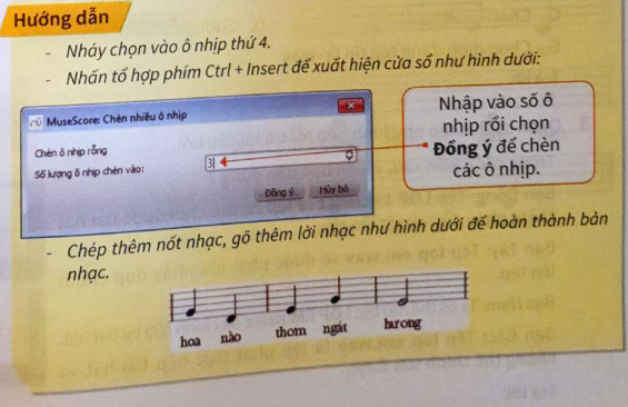 SBT Tin học lớp 5 Bài 4: Cách chèn ô nhịp; thay đổi thông tin bản nhạc (ảnh 1)
