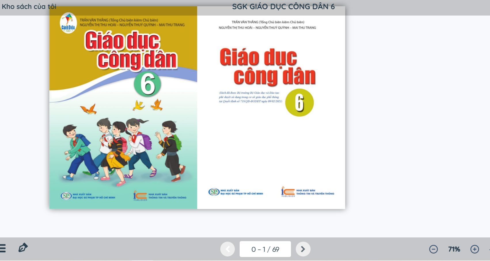Xem trực tuyến và tải PDF sách Giáo dục công dân Lớp 6 Cánh Diều  (ảnh 1)