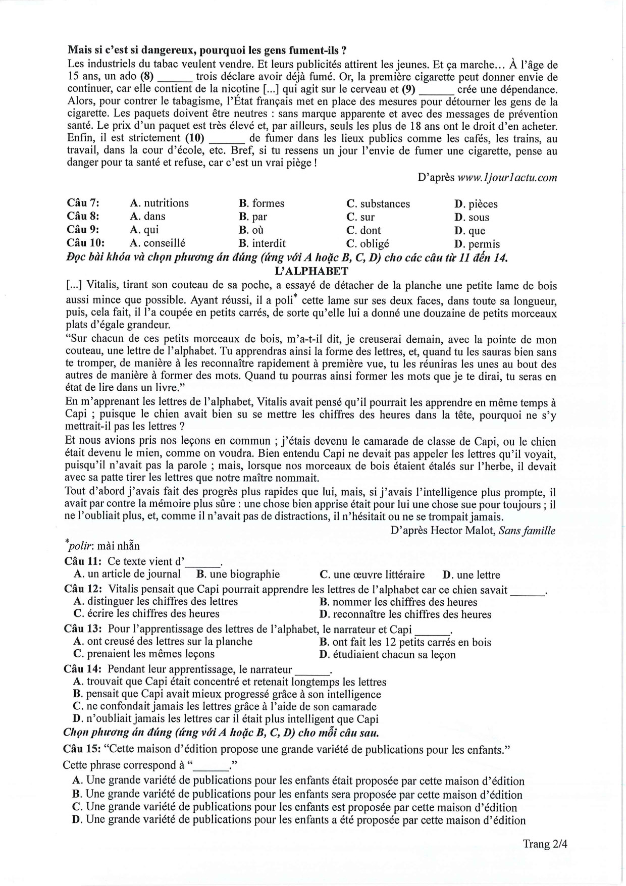Đề tham khảo tốt nghiệp THPT môn Tiếng Pháp năm 2024 (có đáp án chi tiết) (ảnh 1)