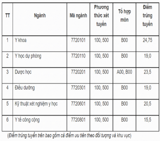 Điểm chuẩn Đại học Y khoa Vinh năm 2022 (ảnh 1)