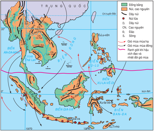 Lý thuyết Đông Nam Á - Đất liền và hải đảo | Địa lí lớp 8 (ảnh 1)