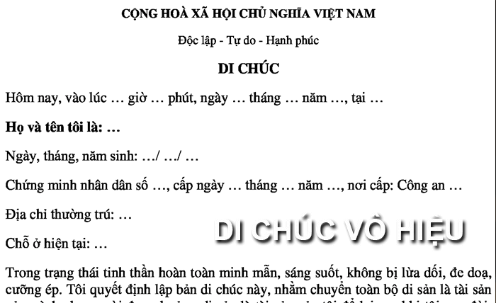 Di chúc được coi là hợp pháp khi nào mới nhất 2025?