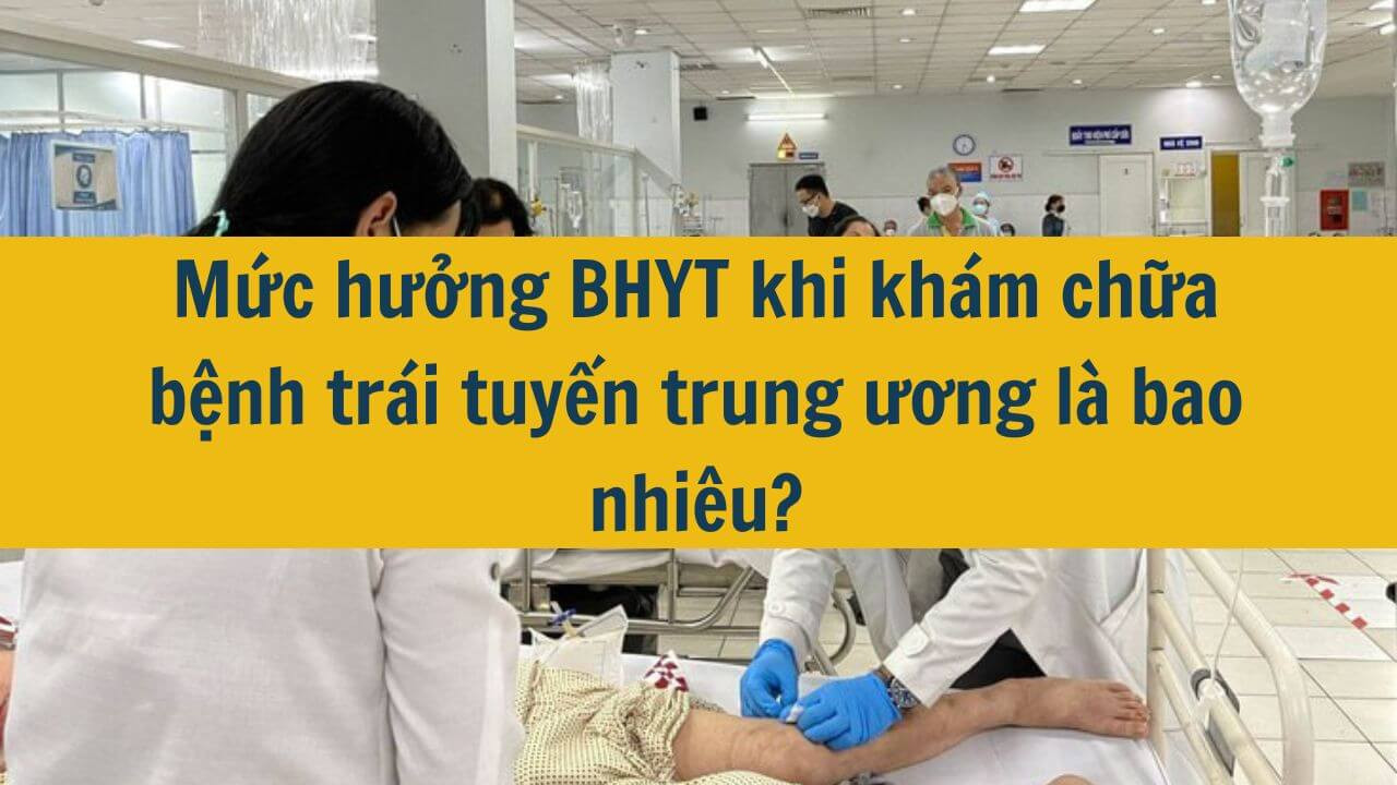 Mức hưởng BHYT khi kh&aacute;m chữa bệnh tr&aacute;i tuyến trung ương l&agrave; bao nhi&ecirc;u?