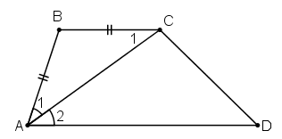 Tứ giác ABCD có AB = BC và AC là tia phân giác của góc A (ảnh 1)