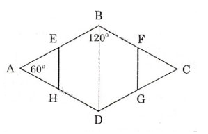 Cho hình thoi ABCD có góc A = 60 độ (ảnh 1)
