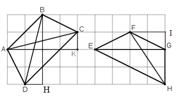 Trong các tứ giác ABCD, EFGH trên giấy kẻ ô vuông (ảnh 1)
