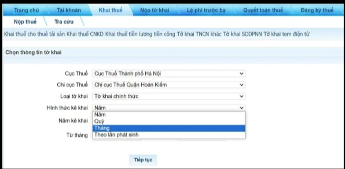 sau đó nhấn tiếp tục.