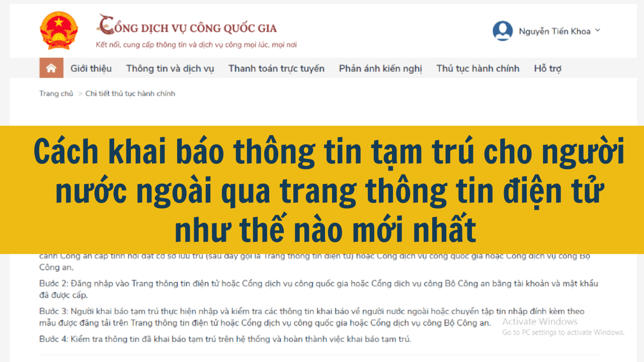 Cách khai báo thông tin tạm trú cho người nước ngoài qua trang thông tin điện tử như thế nào mới nhất năm 2025?