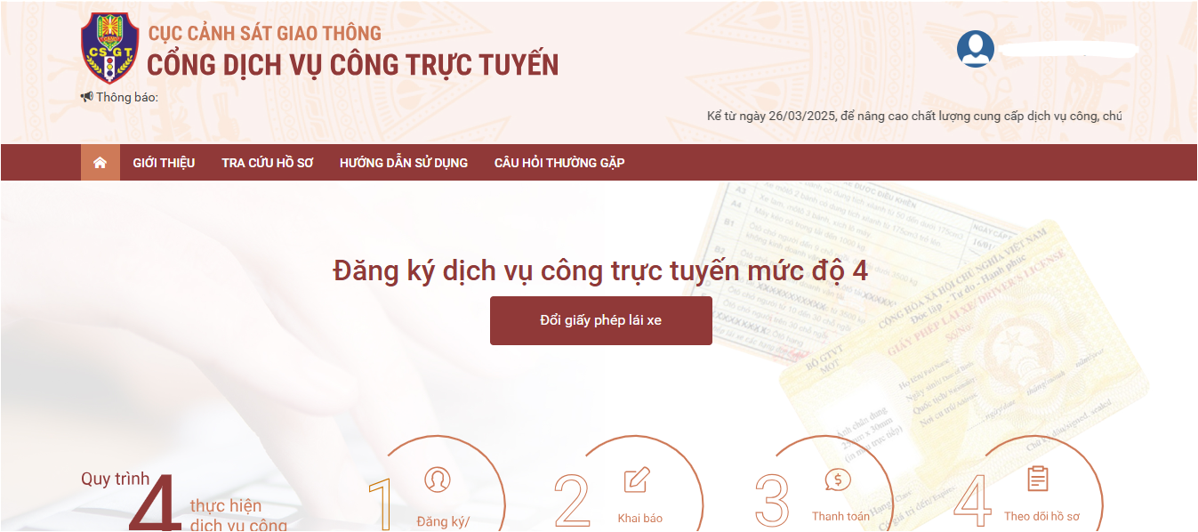 Hướng dẫn đổi bằng lái xe quốc tế trên Cổng dịch vụ công