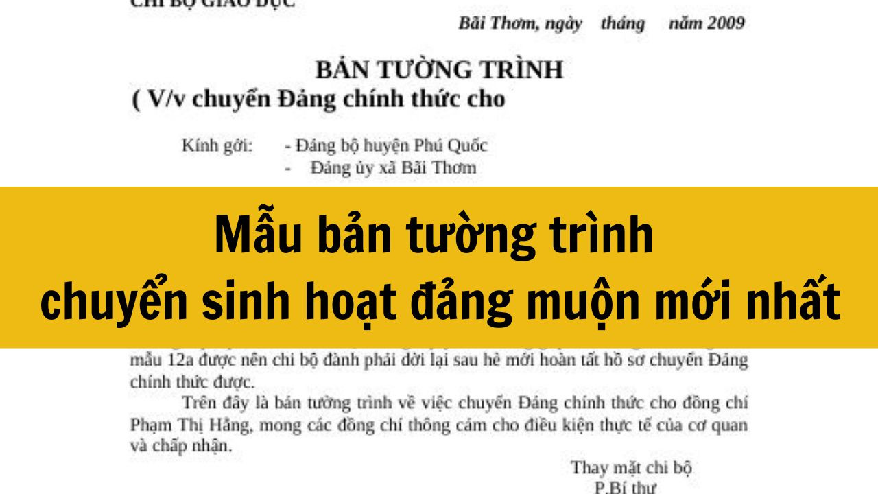 Mẫu bản tường tr&igrave;nh chuyển sinh hoạt đảng muộn mới nhất 2025