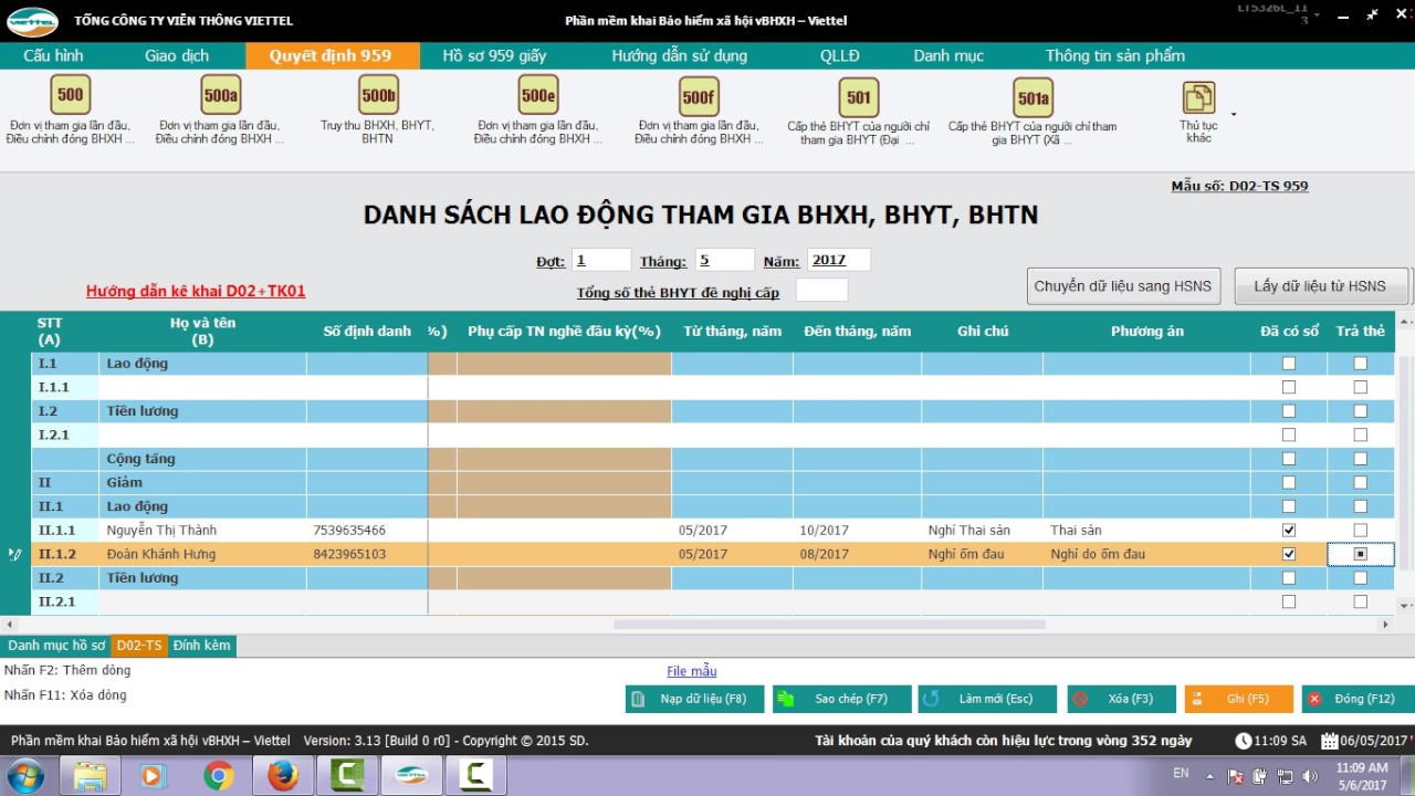 Cách báo giảm thai sản trên phần mềm BHXH Viettel